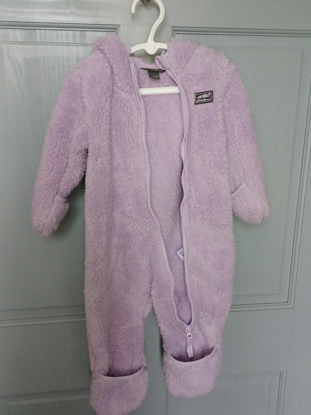 Eddie Bauer Lavender Plush Hooded One-Piece Footie